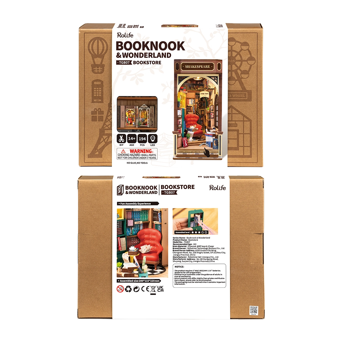 Rolife DIY 3D Book Nook Kit - Bookstore Shakespeare - Mynd 6